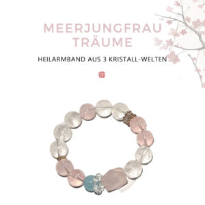 Natural White Phantom Quartz, Aquamarine & Rose Quartz Bracelet